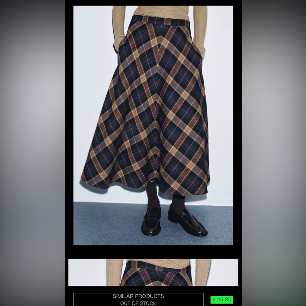 ISO Zara Check Cape Skirt
